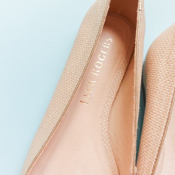 Jack Rogers Kenlyn Rattan Woven Bow Toe Slip On Ballet Flats Almond Size 9 - Picture 3 of 7